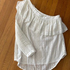 Veronica Beard asymmetrical eyelet shirt